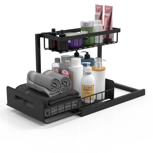 2-Tier Under Sink Sliding Storage Organizer Rack