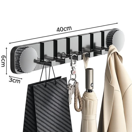 6-Hook Adjustable Wall Mounted Organizer Rack.