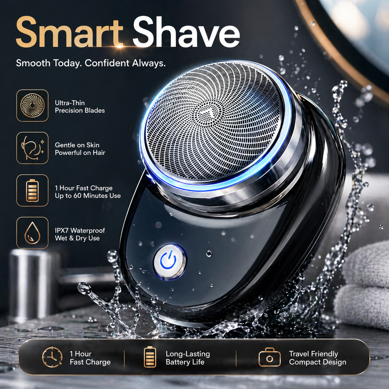 Smart Mini Electric Shaver – Portable USB Rechargeable Pocket Razor for Men