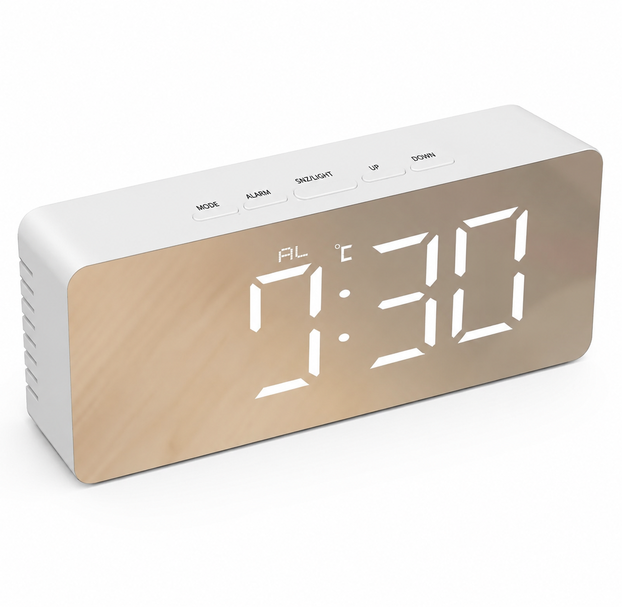 LED Mirror Alarm Clock Digital Desk Clock with Temperature Display, 3-Level Brightness, USB Powered, 12/24 Hour Format, Memory Function