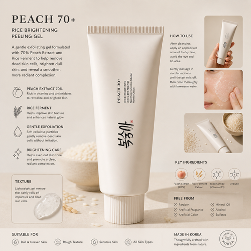 Peach Jo+ Rice Brightening Cream – Hydrating & Skin Tone Enhancing Face Moisturizer