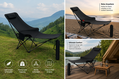 Portable Folding Lounge Chair – Adjustable Outdoor Relax Recliner for Camping, Garden & Beach